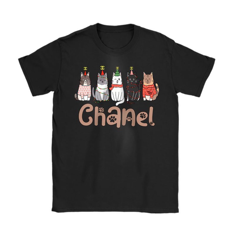 Meowy Catmas Christmas Funny Christmas Cat Lover Chanel Unisex T-Shirt Cotton Tee TAT23337