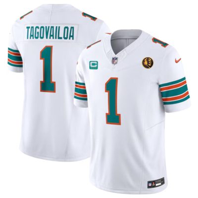 Miami Dolphins #1 Tua Tagovailoa White 2023 F.U.S.E. Alternate With John Madden Patch And 3-Star C Patch Vapor Limited Football Stitched Jersey