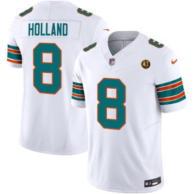 Miami Dolphins #8 Jevon Holland White 2023 F.U.S.E. Patch Alternate Patch And 3-Star C Patch Vapor Limited Football Stitched Jersey