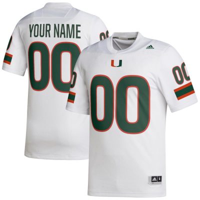 Miami Hurricanes Custom Football Jersey - White