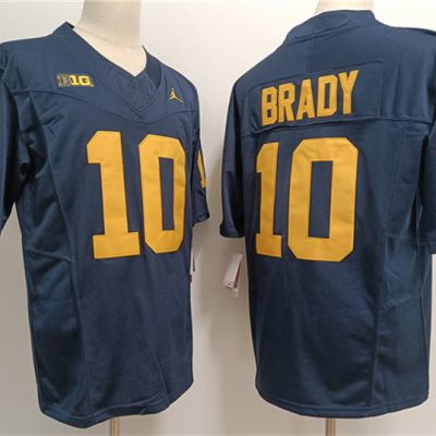 Michigan Wolverines #10 Tom Brady 2023 F.U.S.E. Navy Stitched Jersey