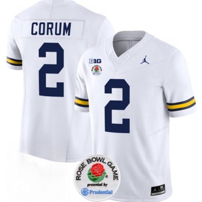 Michigan Wolverines #2 Blake Corum 2023 F.U.S.E. White Rose Bowl Patch Stitched Jersey