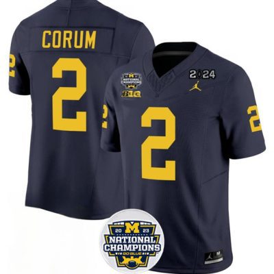 Michigan Wolverines #2 Blake Corum 2024 F.U.S.E. Navy National Championship Stitched Jersey