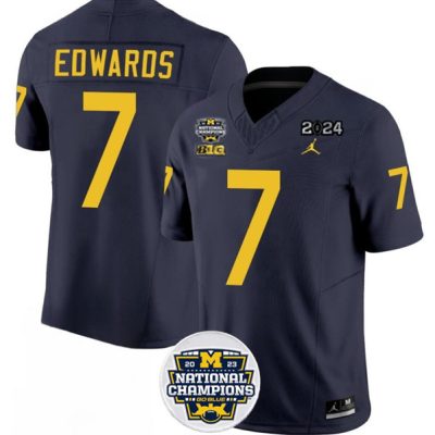 Michigan Wolverines #7 Donovan Edwards 2024 F.U.S.E. Navy National Championship Stitched Jersey