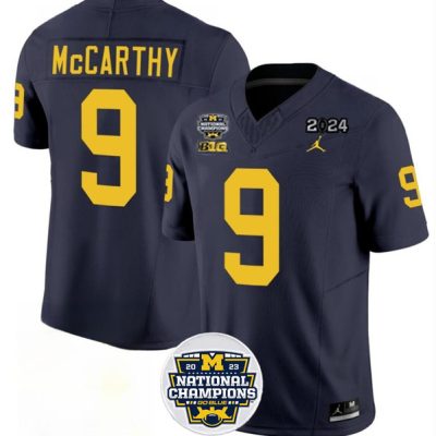 Michigan Wolverines #9 J.J. McCarthy 2024 F.U.S.E. Navy National Championship Stitched Jersey