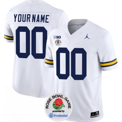 Michigan Wolverines ACTIVE PLAYER Custom 2023 F.U.S.E. White Rose Bowl Patch Stitched Jersey