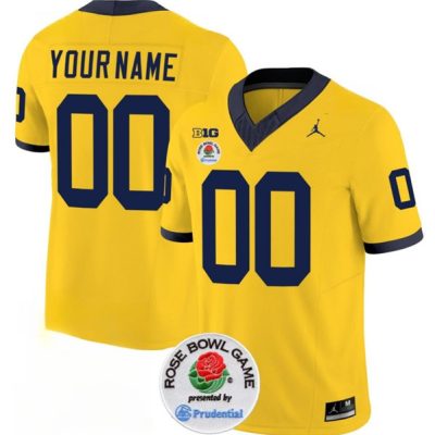 Michigan Wolverines ACTIVE PLAYER Custom 2023 F.U.S.E. Yellow Rose Bowl Patch Stitched Jersey