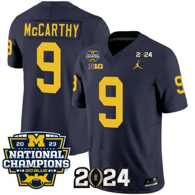 Michigan Wolverines ACTIVE PLAYER Custom Navy 2024 F.U.S.E. With 2023 National Champions Patch Stitched Jersey