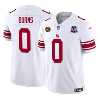 New York Giants #0 Brian Burns White 2024 F.U.S.E. With John Madden Patch And 100TH Season Patch Vapor Untouchable Limited Football Stitched Jersey