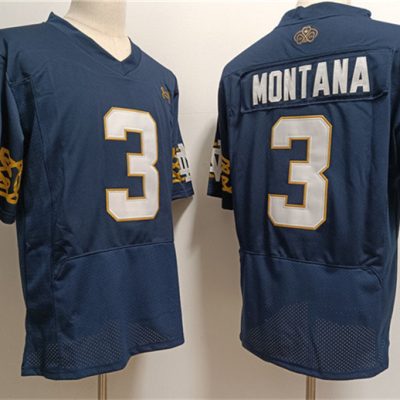 Notre Dame Fighting Irish #3 Joe Montana Navy With Name Limited Stitched Jersey