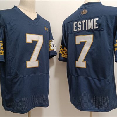 Notre Dame Fighting Irish #7 Audric EstimÃ© Navy With Name Limited Stitched Jersey