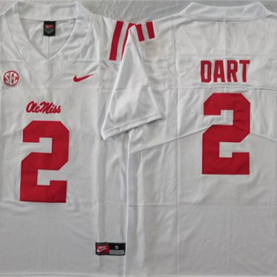 Ole Miss Rebels #2 Jaxson Dart White Stitched jersey