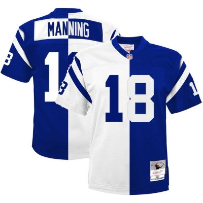 Peyton Manning Indianapolis Colts Youth Split Legacy Jersey - White/Royal