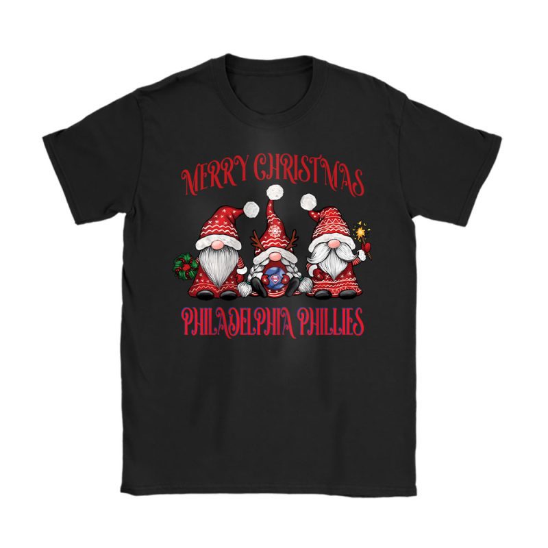 Philadelphia Phillies Merry Christmas MLB Gift For Fan Christmas Gnomes Unisex T-Shirt Cotton Tee TAT24287