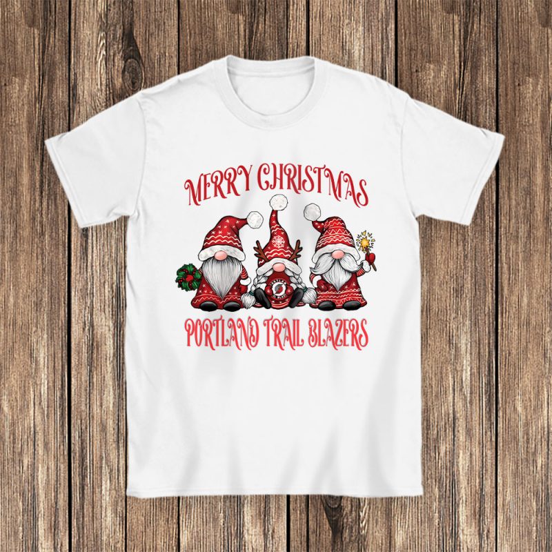 Portland Trail Blazers Merry Christmas NBA Gift For Fan Christmas Gnomes Unisex T-Shirt Cotton Tee TAT24290