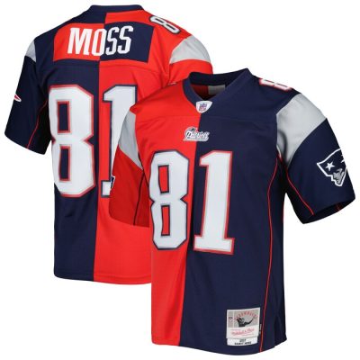 Randy Moss New England Patriots 2007 Split Legacy Replica Jersey - Navy/Red