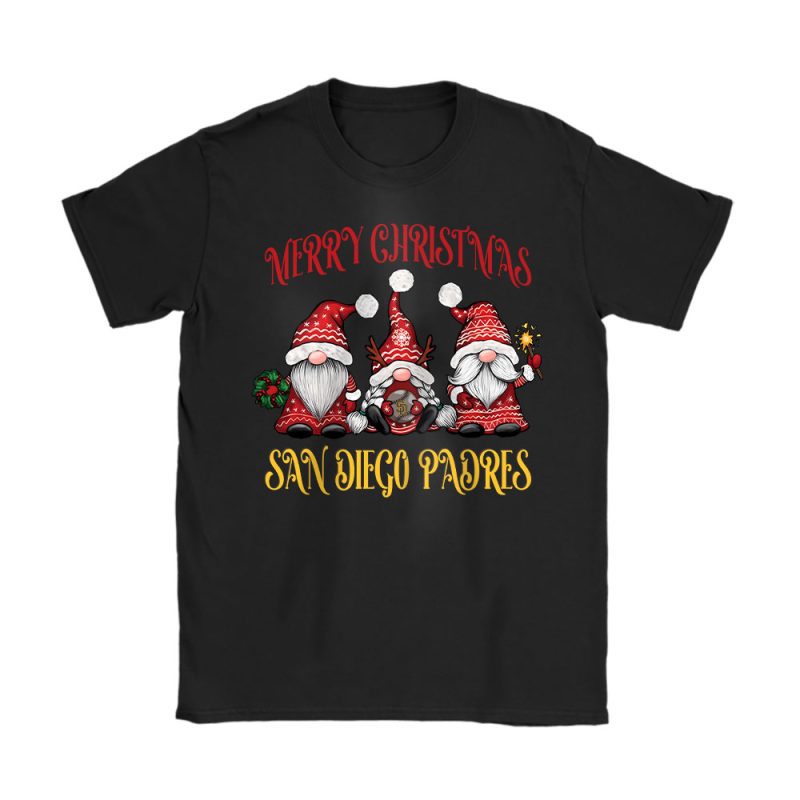 San Diego Padres Merry Christmas MLB Gift For Fan Christmas Gnomes Unisex T-Shirt Cotton Tee TAT24294