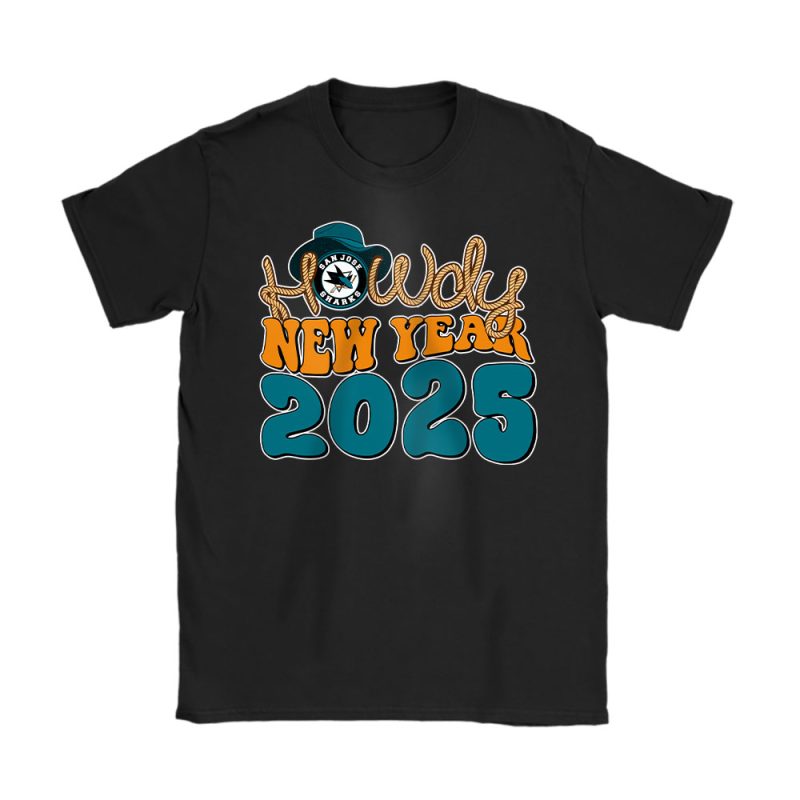 San Jose Sharks Howdy New Year NHL Gift For Fan Unisex T-Shirt Cotton Tee TAT24135