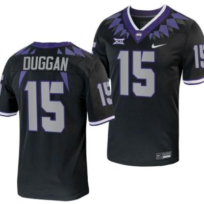 TCU Horned Frogs #15 Max Duggan Black Stitched Game Jersey