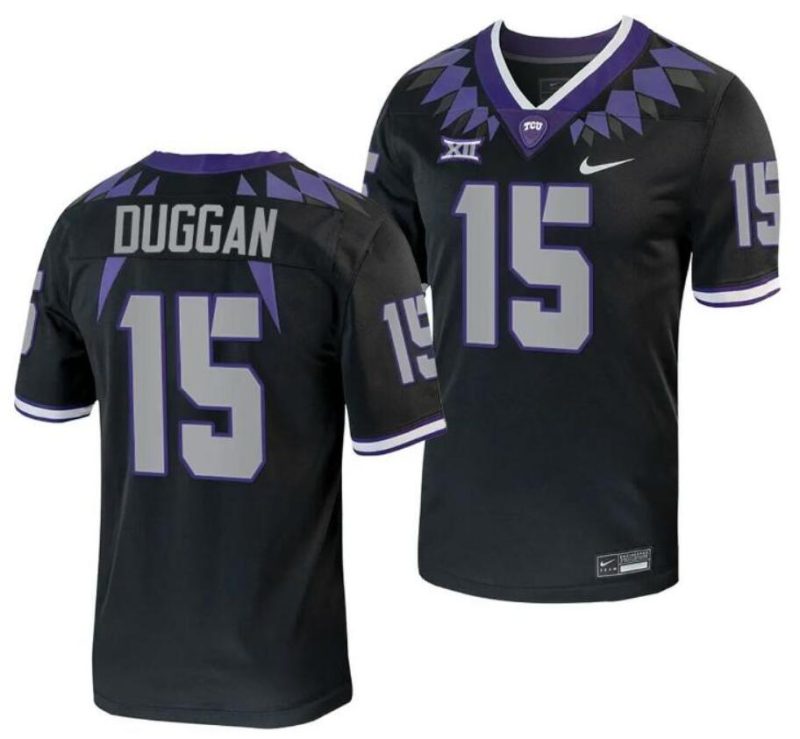 TCU Horned Frogs #15 Max Duggan Black Stitched Game Jersey