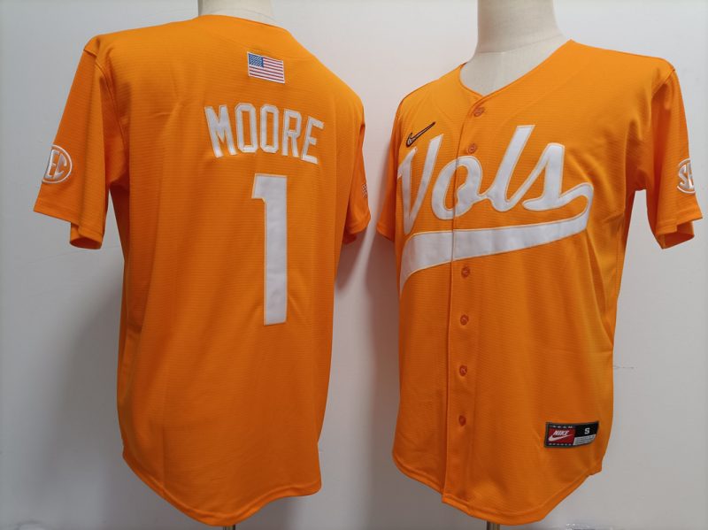 Tennessee Volunteers #1 Christian Moore Orange Stitched Jersey