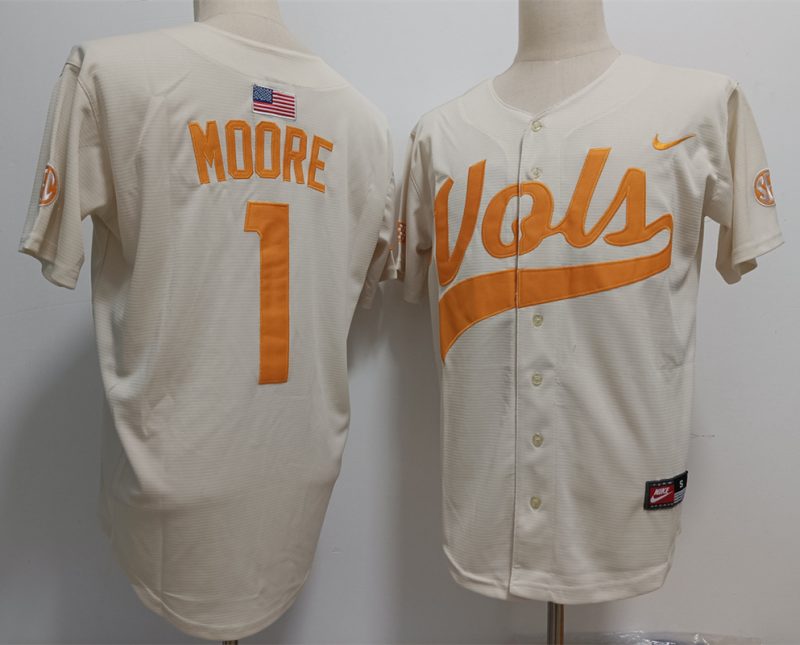 Tennessee Volunteers #1 Christian Moore White Stitched Jersey