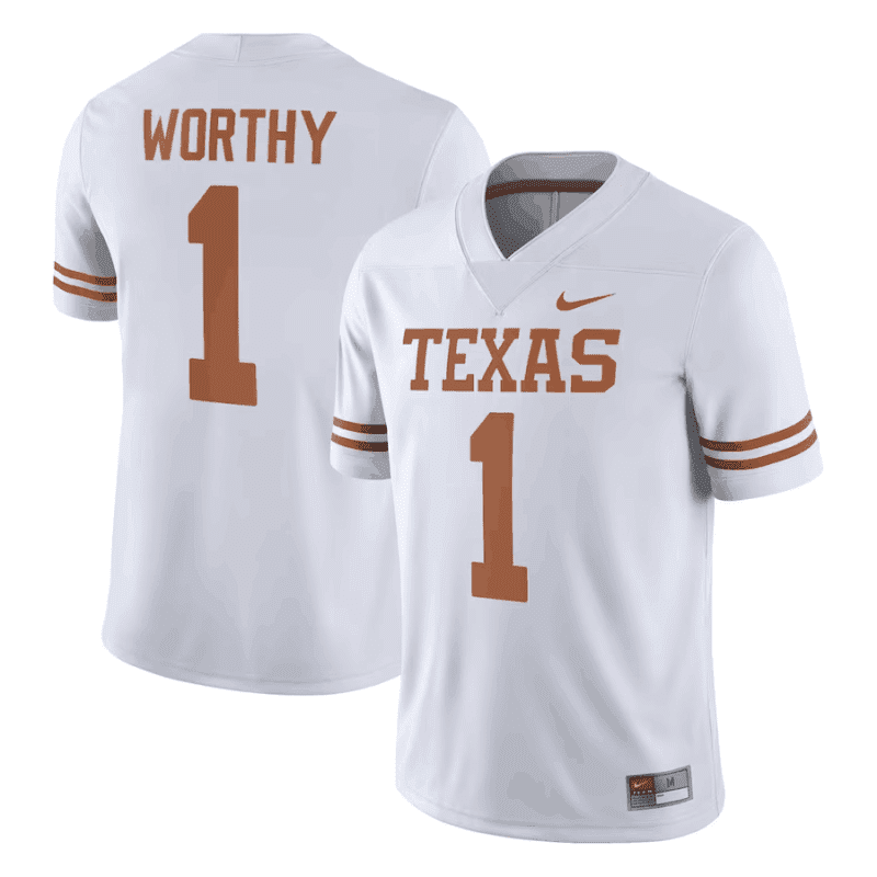 Texas Longhorns #1 Xavier Worthy White Stitched Jersey