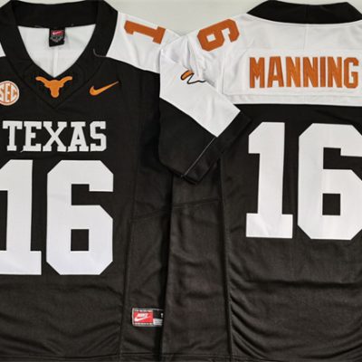 Texas Longhorns #16 Peyton Manning Black/White F.U.S.E. Stitched Jersey