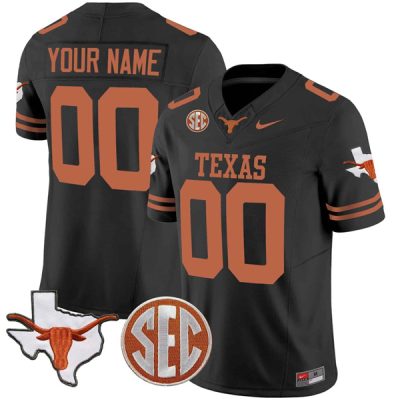 Texas Longhorns Active Player Custom Black F.U.S.E. State Map & SEC Patch Stitched Game Jersey