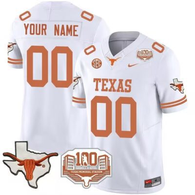 Texas Longhorns Active Player Custom White 2024 F.U.S.E. 100 years of Darrell K Royal Vapor Limited Stitched Jersey