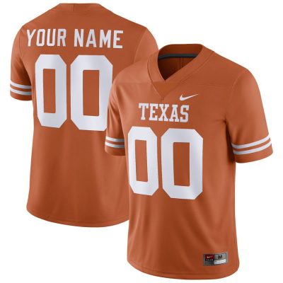 Texas Longhorns Football Custom Game Jersey - Texas Orange