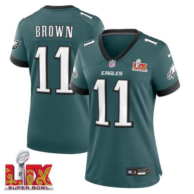 A.J. Brown #11 Philadelphia Eagles Super Bowl LIX Women's Jersey - Midnight Green