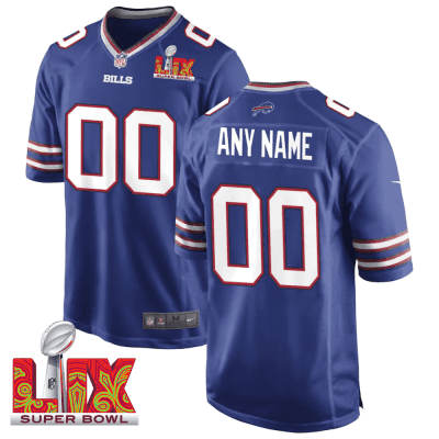 Buffalo Bills Super Bowl LIX Patch Game Men Custom Jersey - Royal