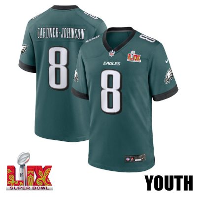 C.J. Gardner-Johnson #8 Philadelphia Eagles Super Bowl LIX Youth Jersey - Midnight Green