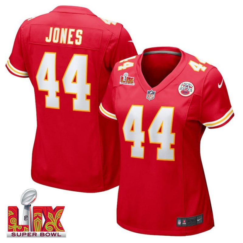 Cam Jones #44 Kansas City Chiefs Super Bowl LIX Women's Jersey - Red