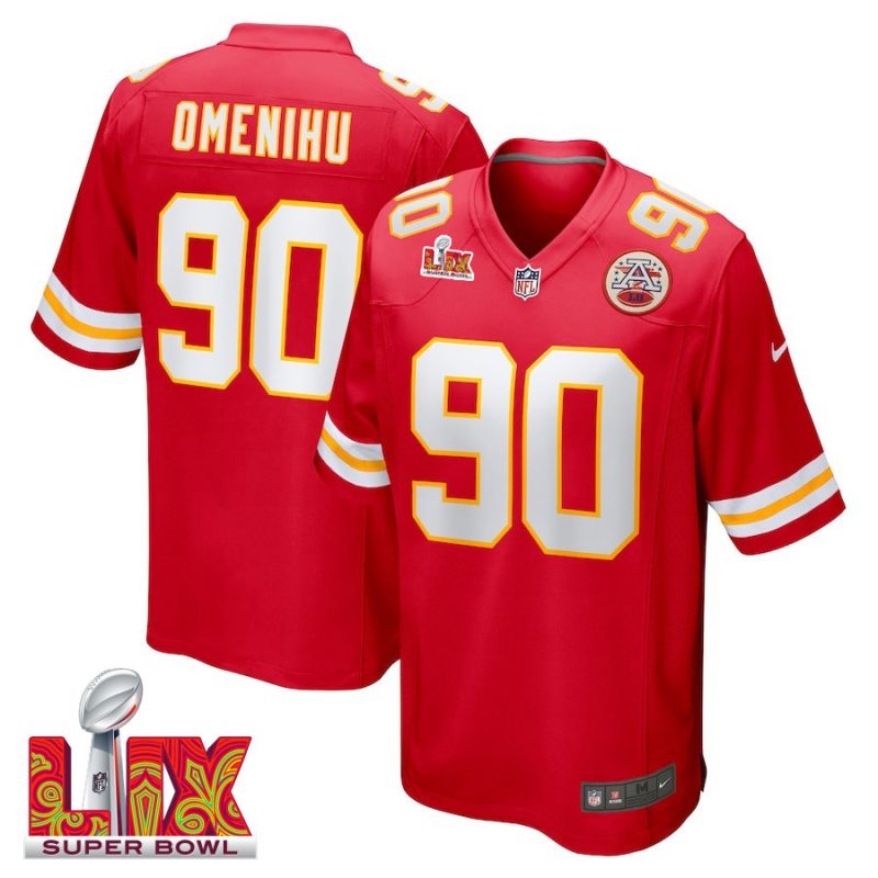 Charles Omenihu #90 Kansas City Chiefs Super Bowl LIX Jersey - Men's - Red