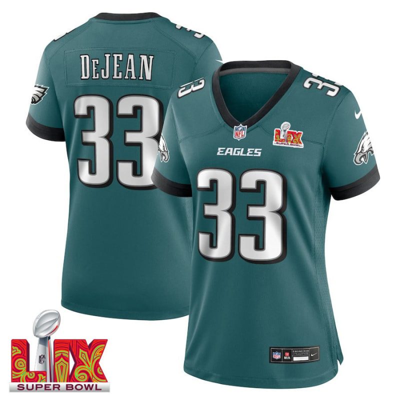 Cooper DeJean #33 Philadelphia Eagles Super Bowl LIX Women's Jersey - Midnight Green