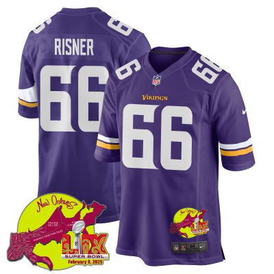 Dalton Risner 66 Minnesota Vikings Super Bowl LIX New Orleans Patch Game Men Jersey - Purple