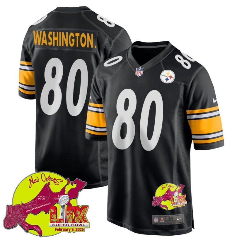 Darnell Washington 80 Pittsburgh Steelers Super Bowl LIX New Orleans Patch Game Men Jersey - Black