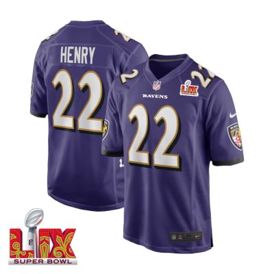 Derrick Henry #22 Baltimore Ravens Super Bowl LIX Jersey - Men's - Purple