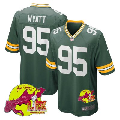 Devonte Wyatt 95 Green Bay Packers Super Bowl LIX New Orleans Patch Game Men Jersey - Green