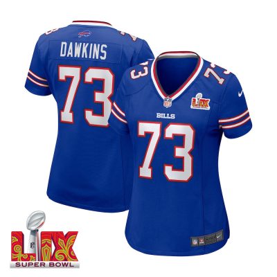 Dion Dawkins #73 Buffalo Bills Super Bowl LIX Women's Jersey - Royal