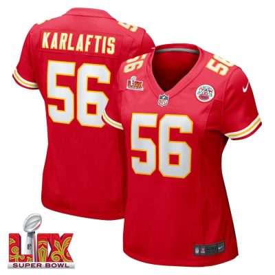 George Karlaftis #56 Kansas City Chiefs Super Bowl LIX Women's Jersey - Red