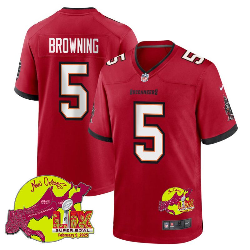 Jack Browning 5 Tampa Bay Buccaneers Super Bowl LIX New Orleans Patch Game Men Jersey - Red