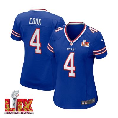 James Cook #4 Buffalo Bills Super Bowl LIX Women's Jersey - Royal