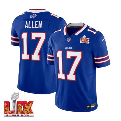 Josh Allen #17 Buffalo Bills Super Bowl LIX Jersey - Men's - Royal