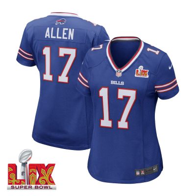 Josh Allen #17 Buffalo Bills Super Bowl LIX Women's Jersey - Royal