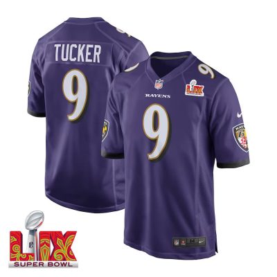 Justin Tucker #9 Baltimore Ravens Super Bowl LIX Jersey - Men's - Purple