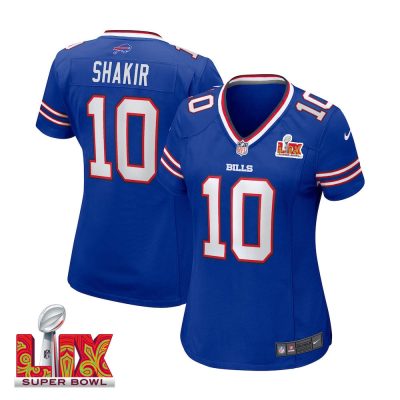 Khalil Shakir #10 Buffalo Bills Super Bowl LIX Women's Jersey - Royal