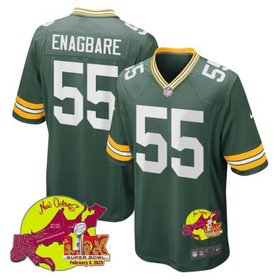 Kingsley Enagbare 55 Green Bay Packers Super Bowl LIX New Orleans Patch Game Men Jersey - Green